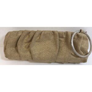 Steve Madden Vintage gold sueded clutch with Rhinestone Wrist Bangle